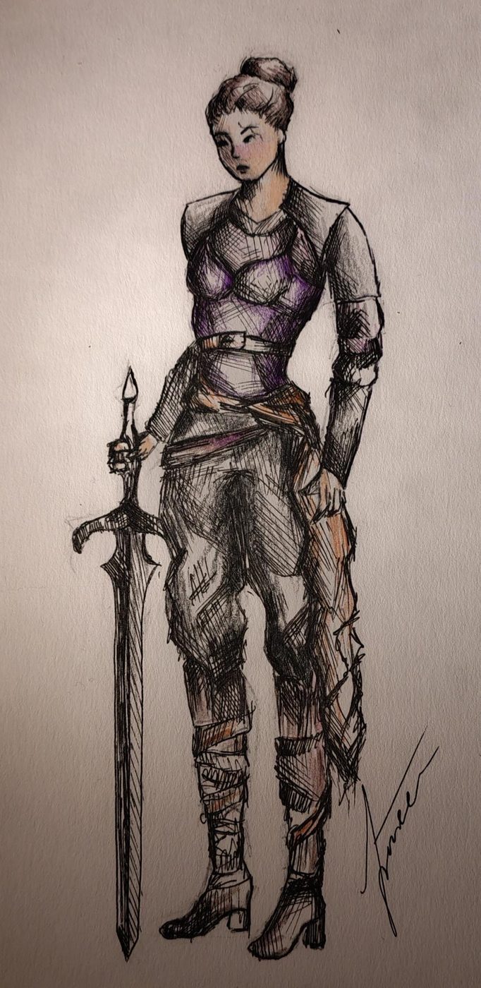 Illustration: Kämpferin mit Schwert