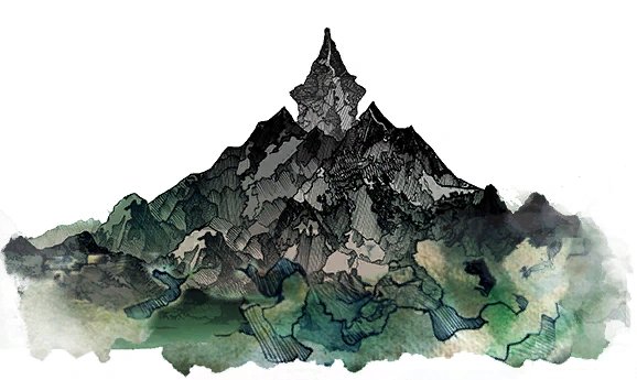 Gemalter Berg aus Blue Prince