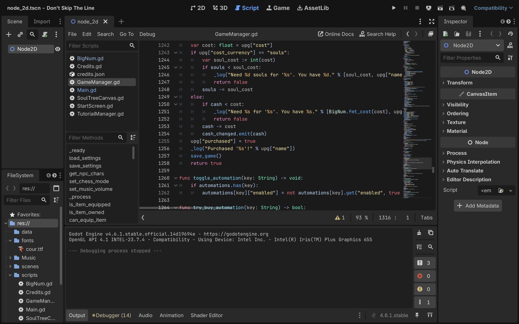Code im Godot-Editor